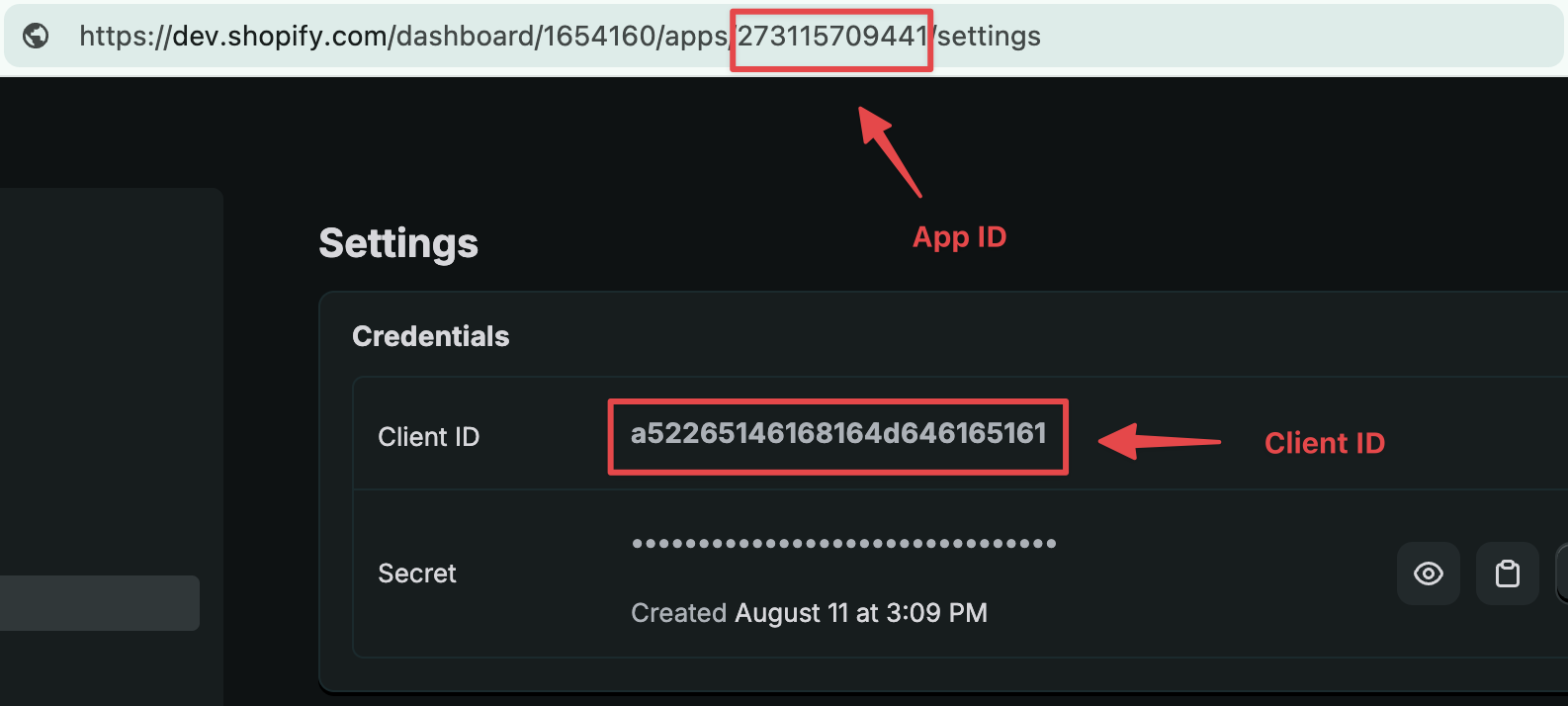 partner's app and client ID