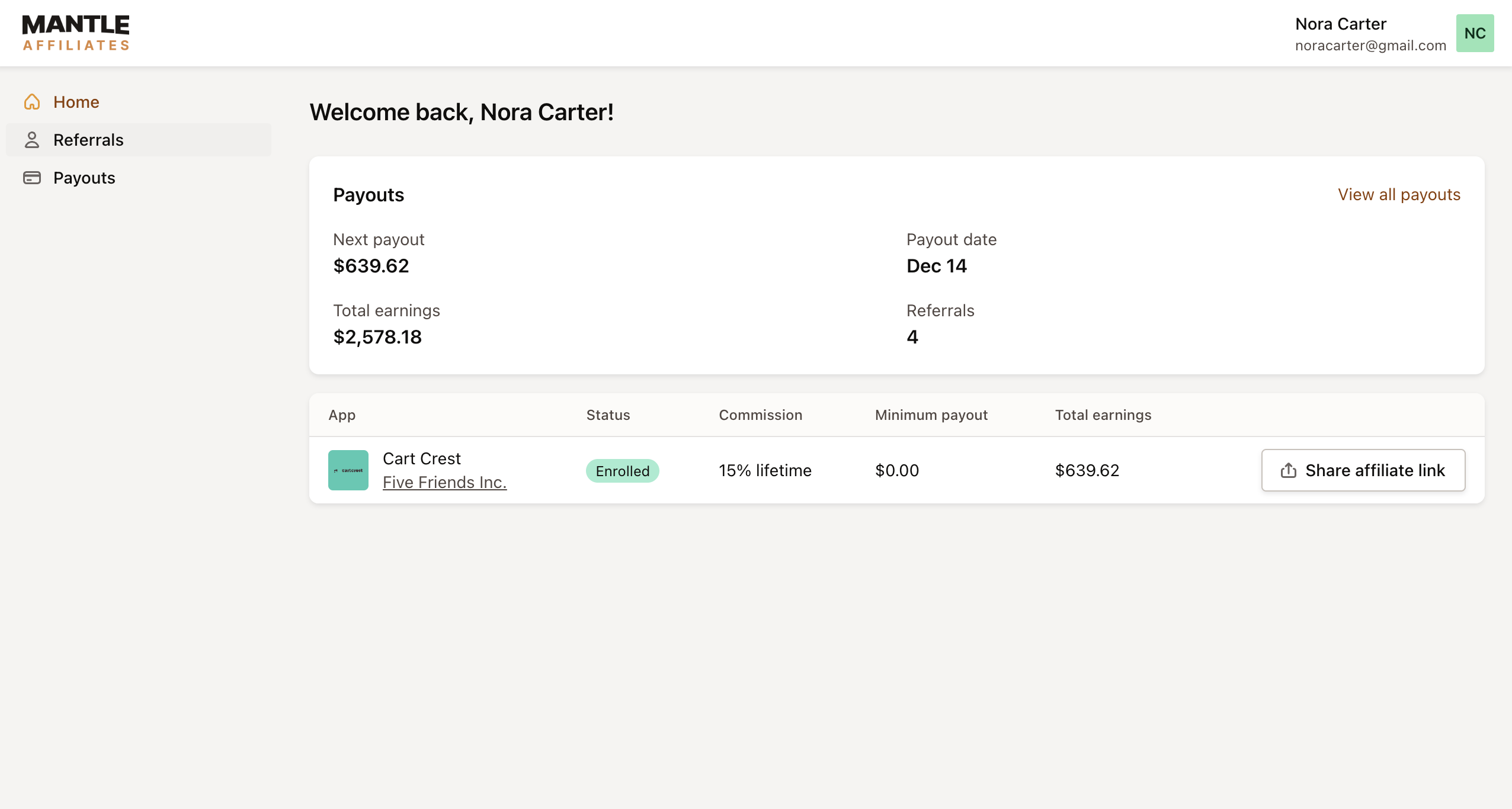 affiliates portal home