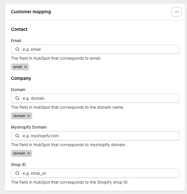 Hubspot contact mapping