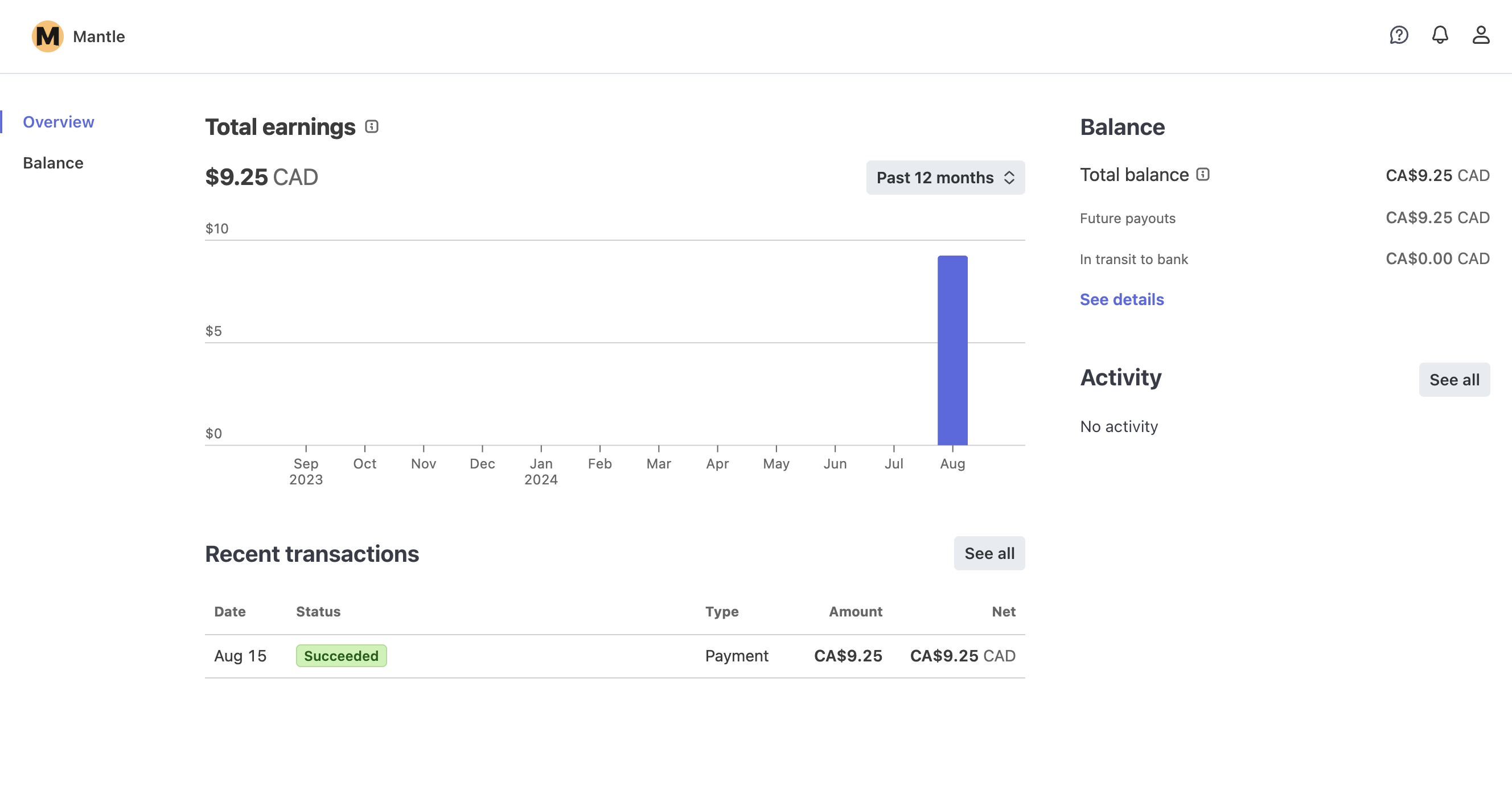 Mantle Affiliates manage payout account