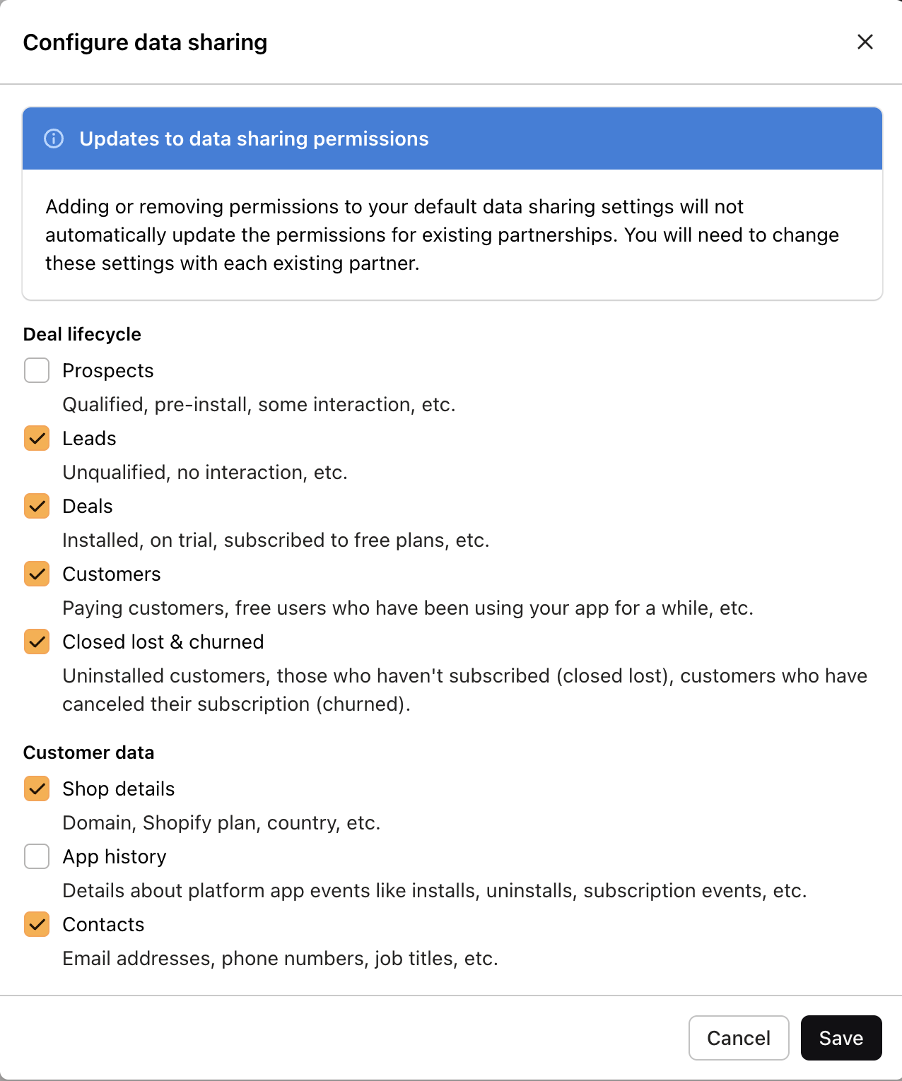 Configuring data sharing