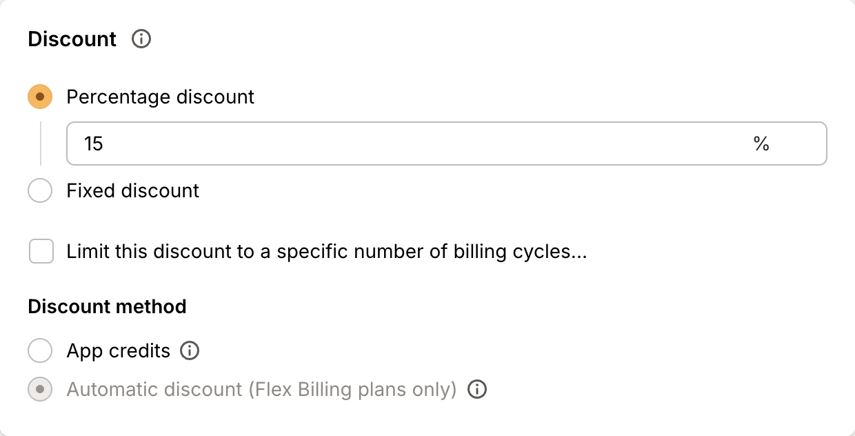 Bundle discount settings
