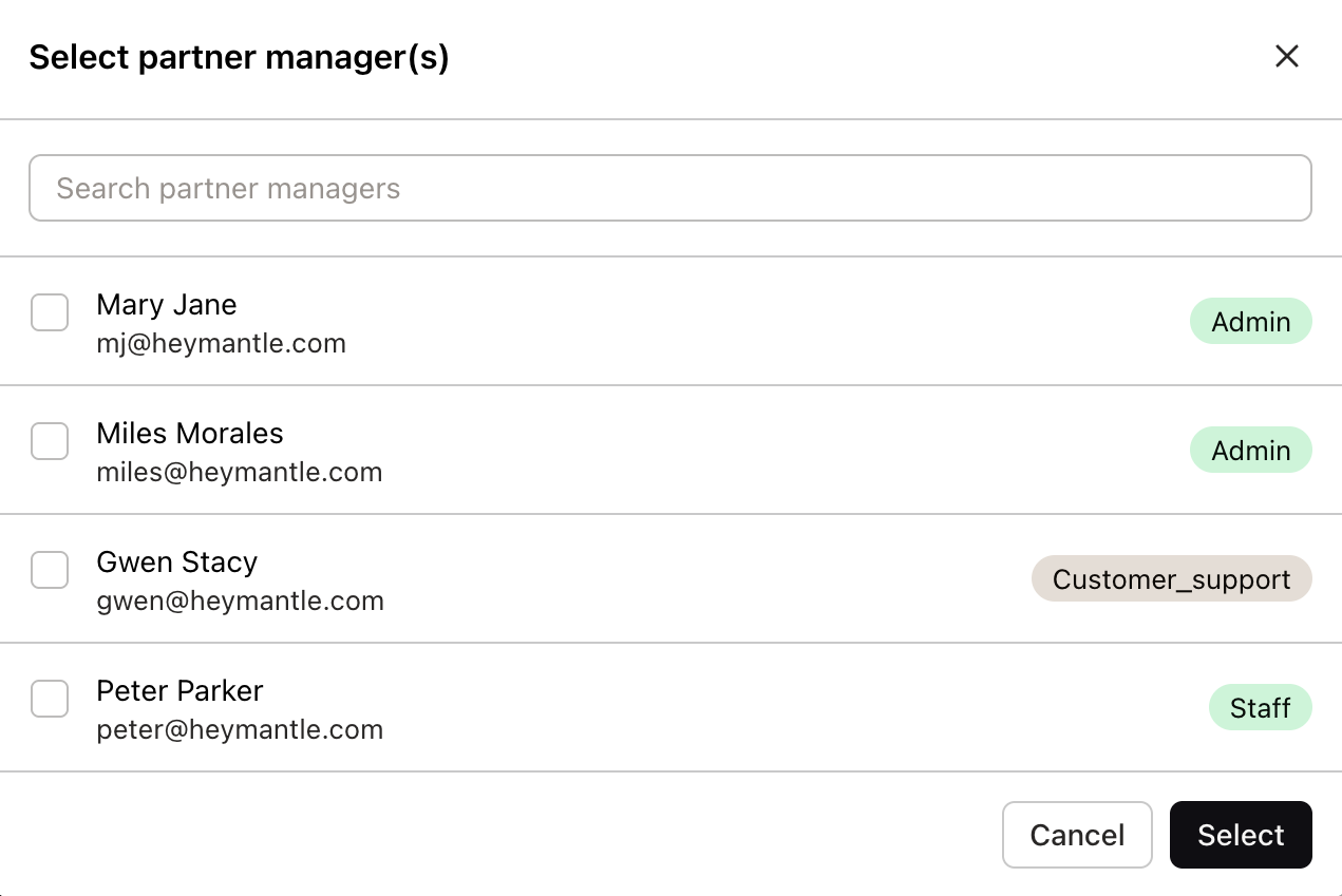 Designating partner managers