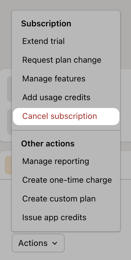 Cancel subscription UI