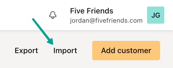 Import customer button