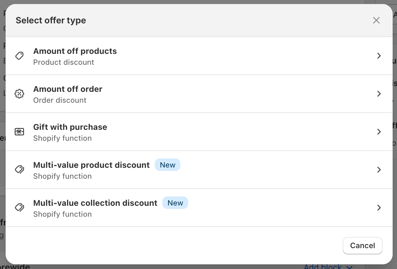 Select offer modal