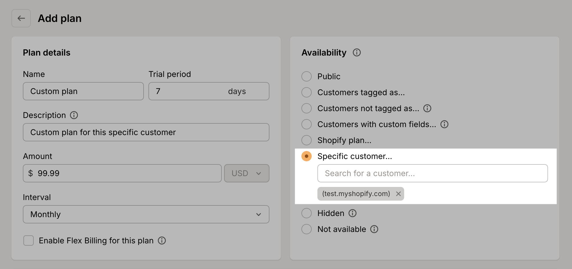 Creating a custom plan