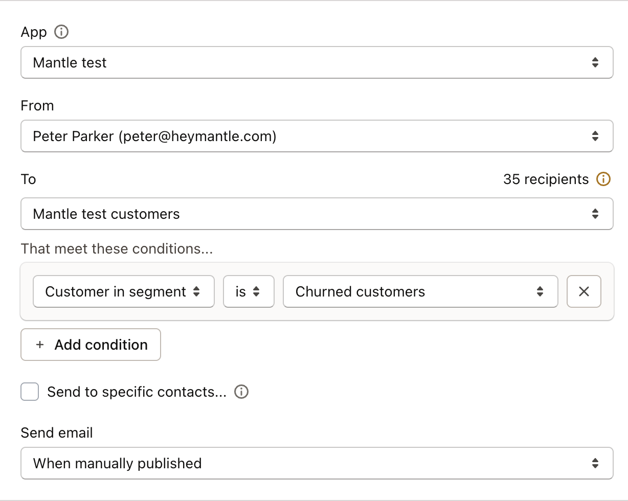 Select a customer segment for your email
