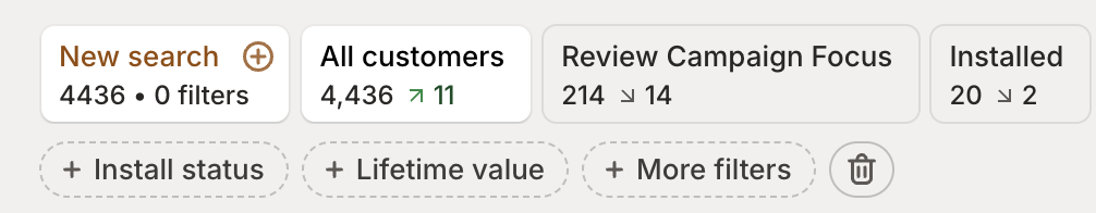 Saved customer segments