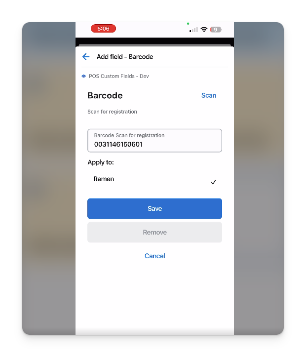 shopify point of sale custom information using scanner example - cart screen