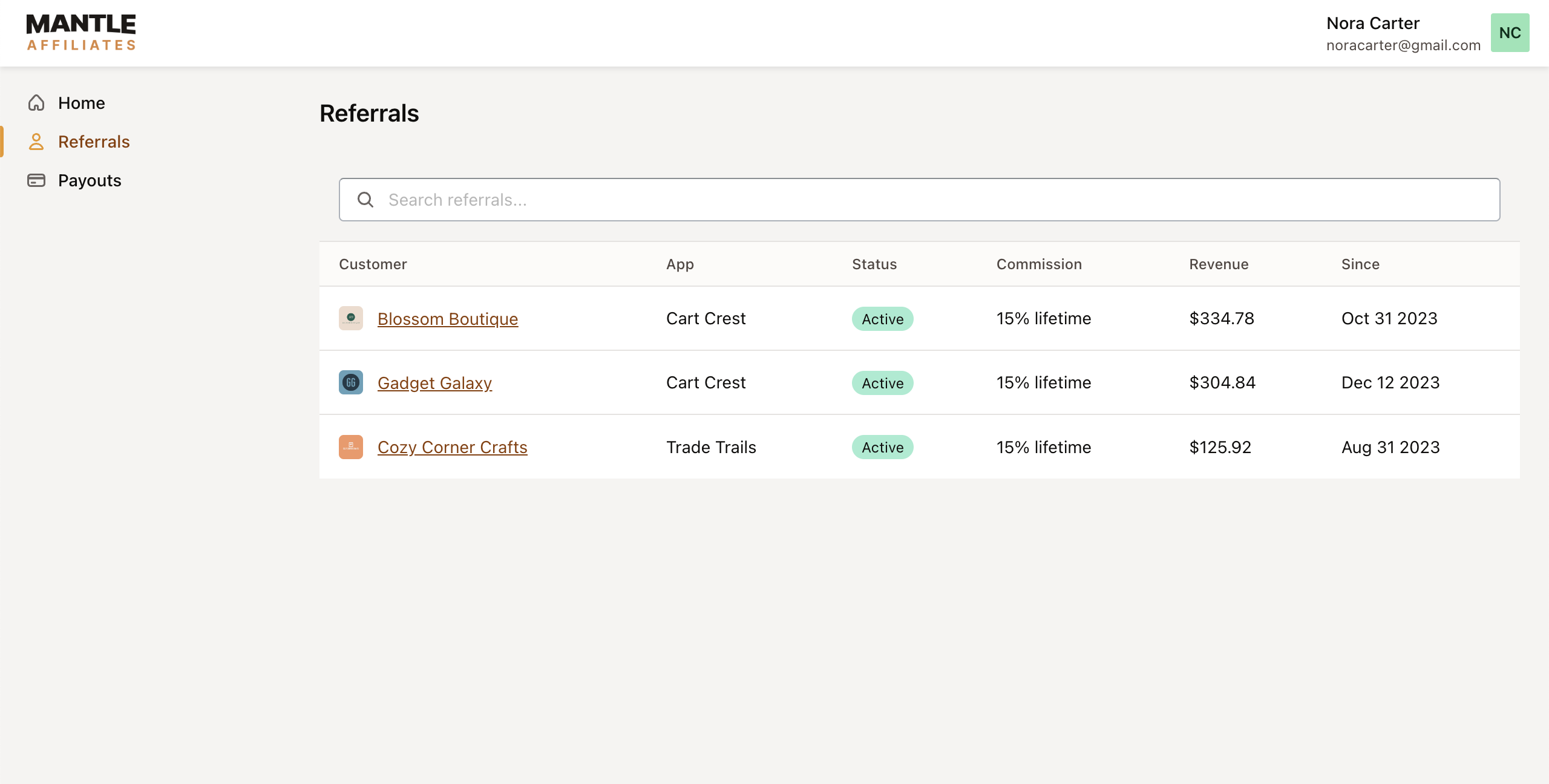 affiliate portal referrals