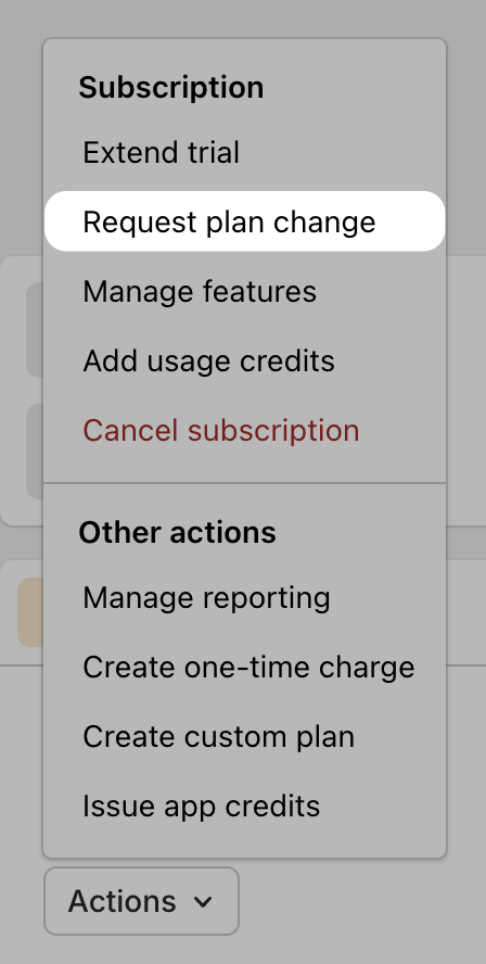 Request plan change UI