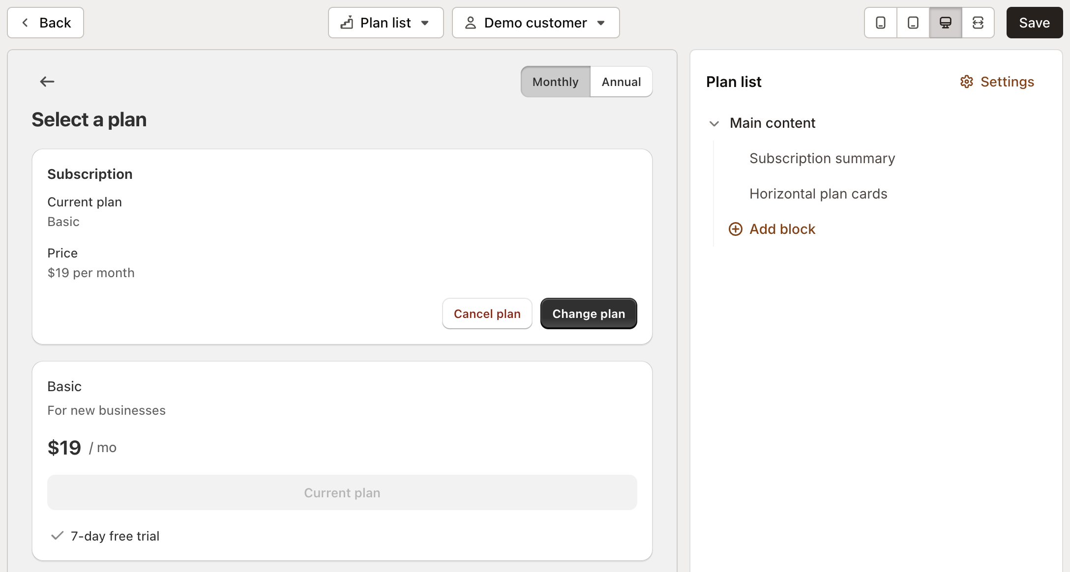 Hosted billing interface