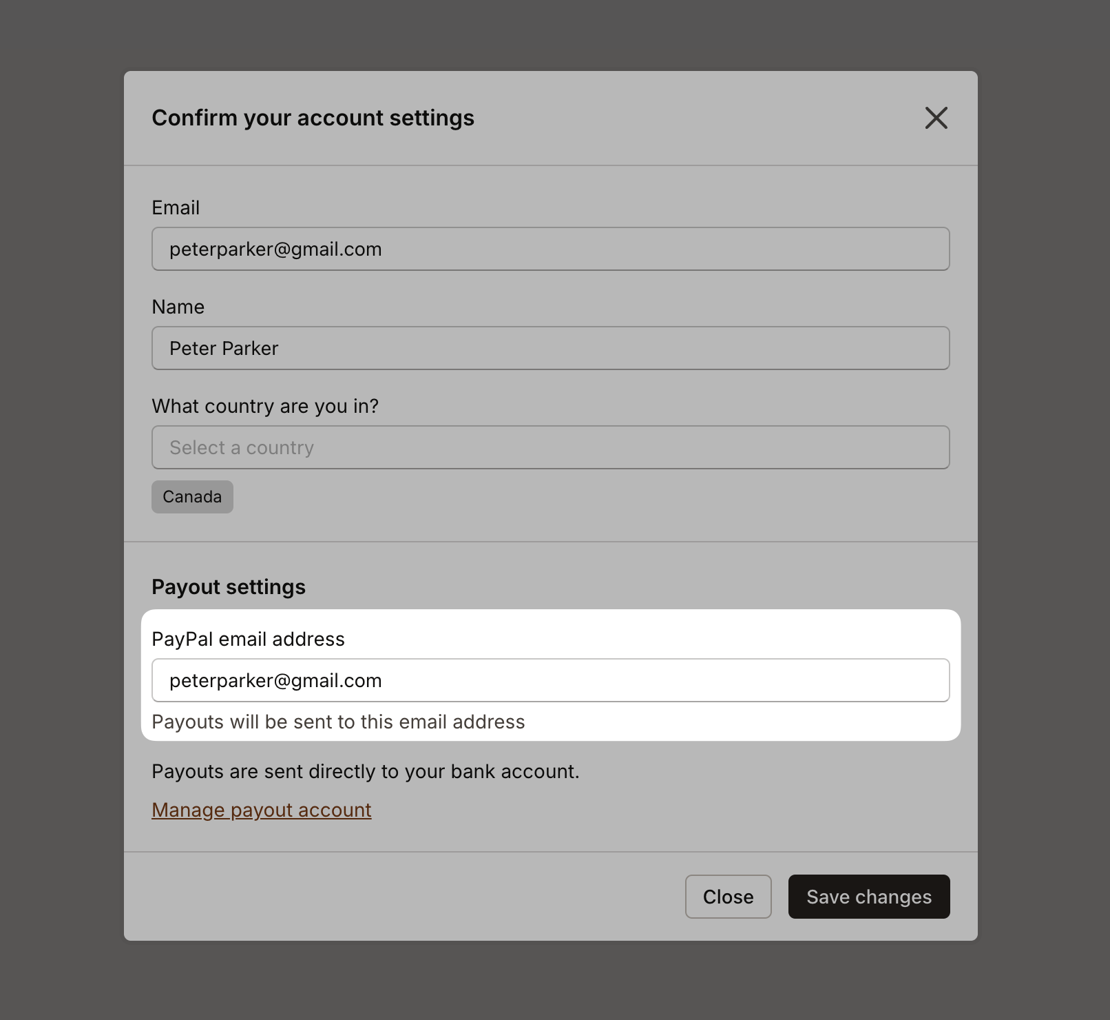 Mantle Affiliates view PayPal email
