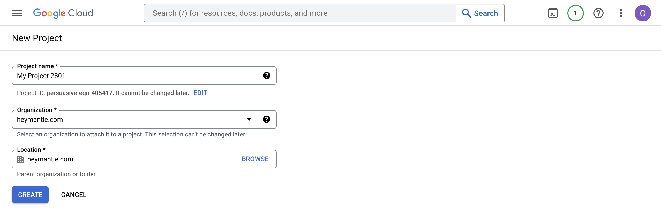 New BigQuery Project
