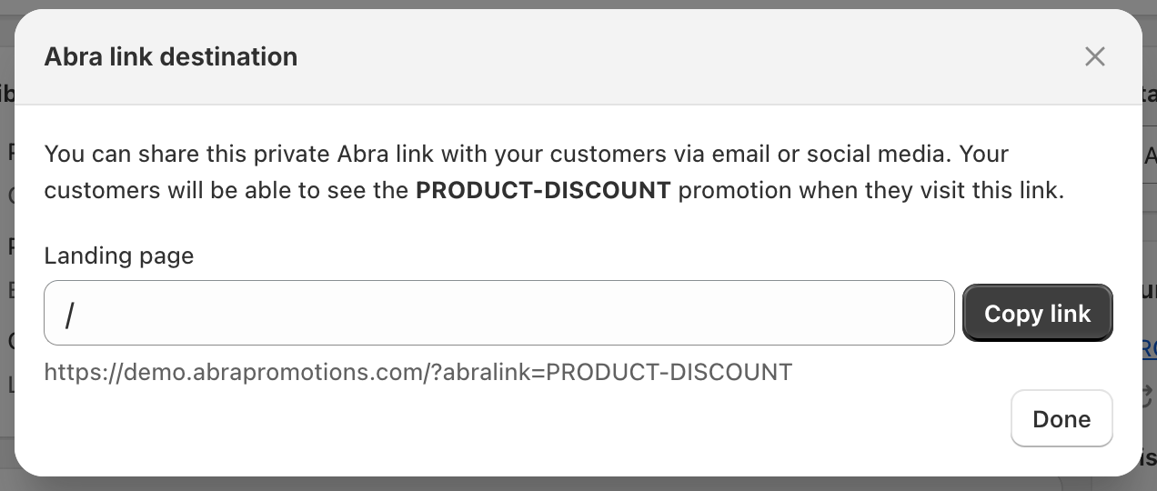 Abra link destination