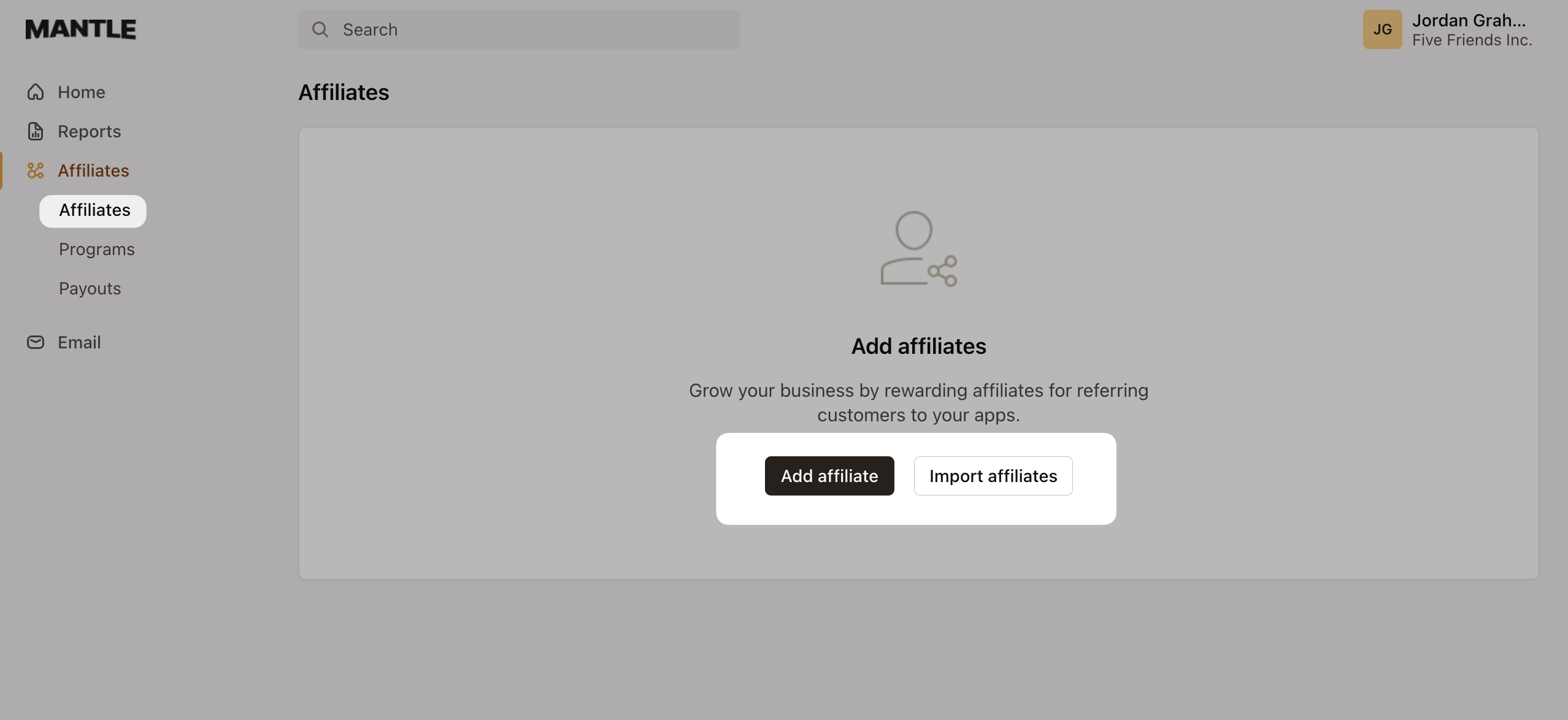 manually add affiliates