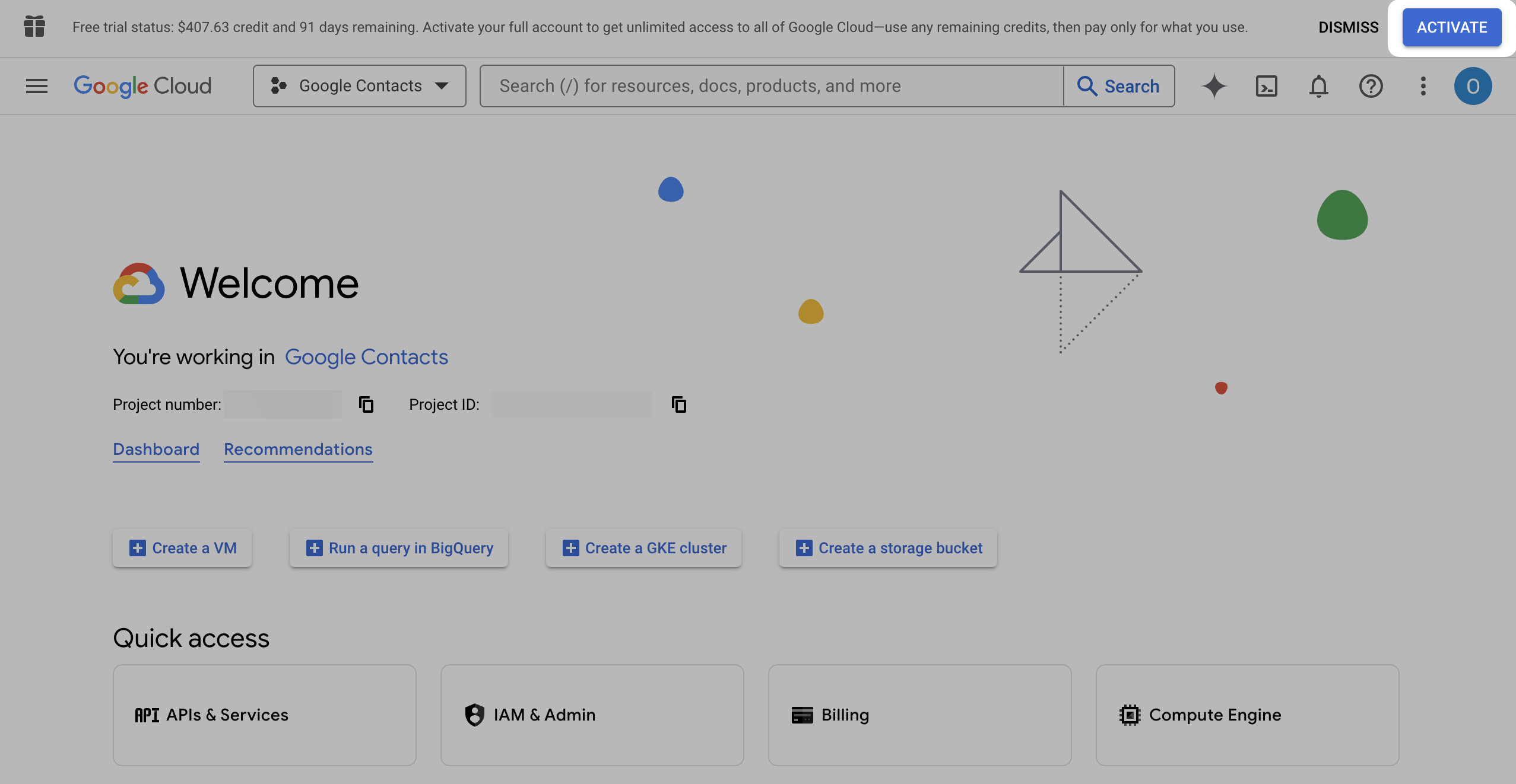Activate BigQuery billing button