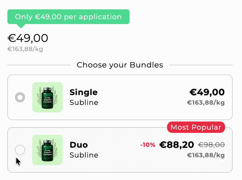 Standalone price block updating when a different bundle option is selected