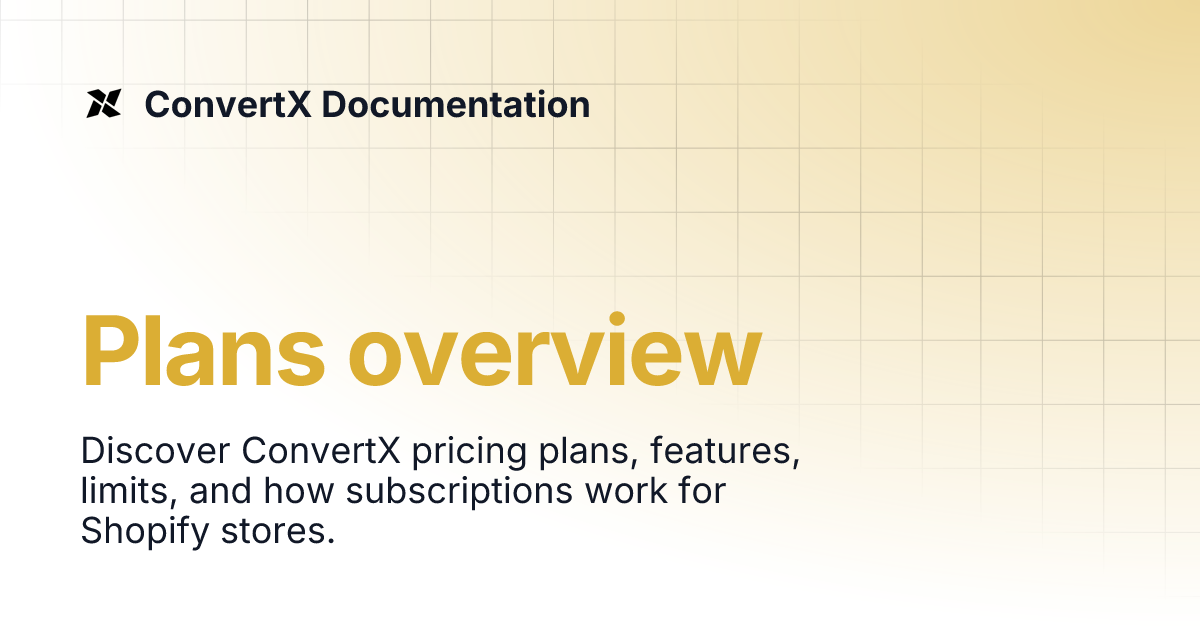 Plans overview • ConvertX Help Center & Documentation