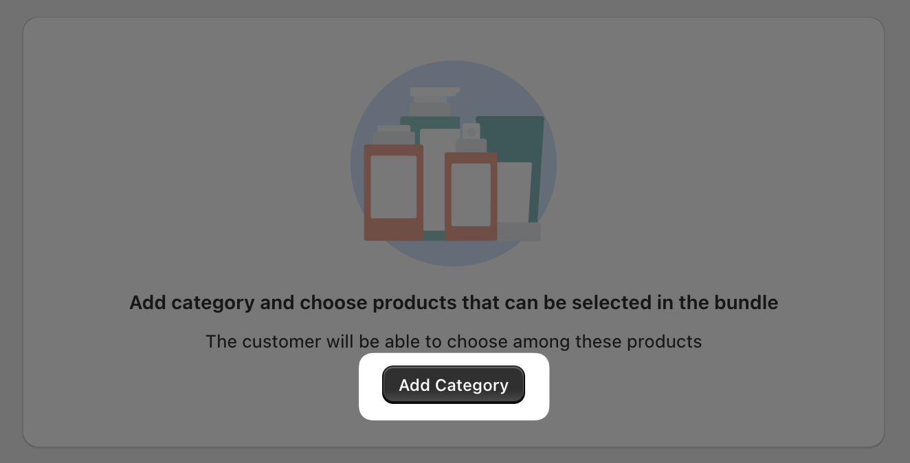 Add Category button on the bundle builder