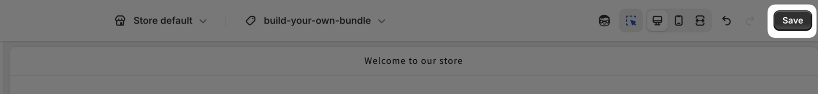Save button in the Shopify theme editor