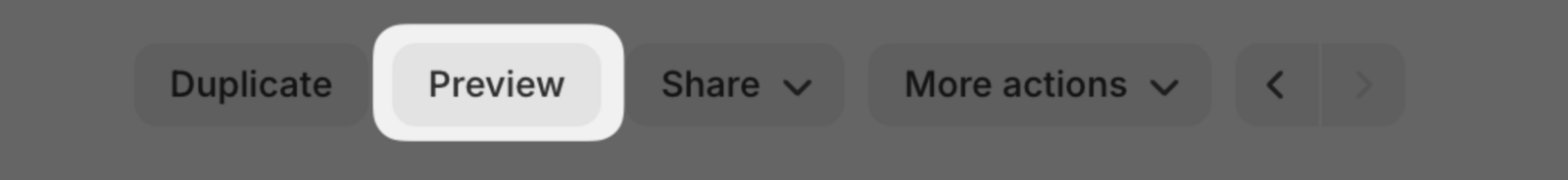 Preview button on the Shopify product page