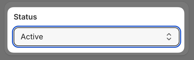 Status dropdown set to Active