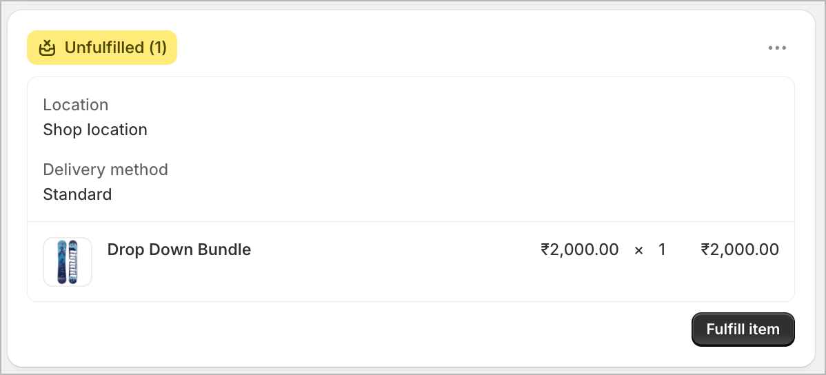 Shopify order showing only the bundle line item without component details