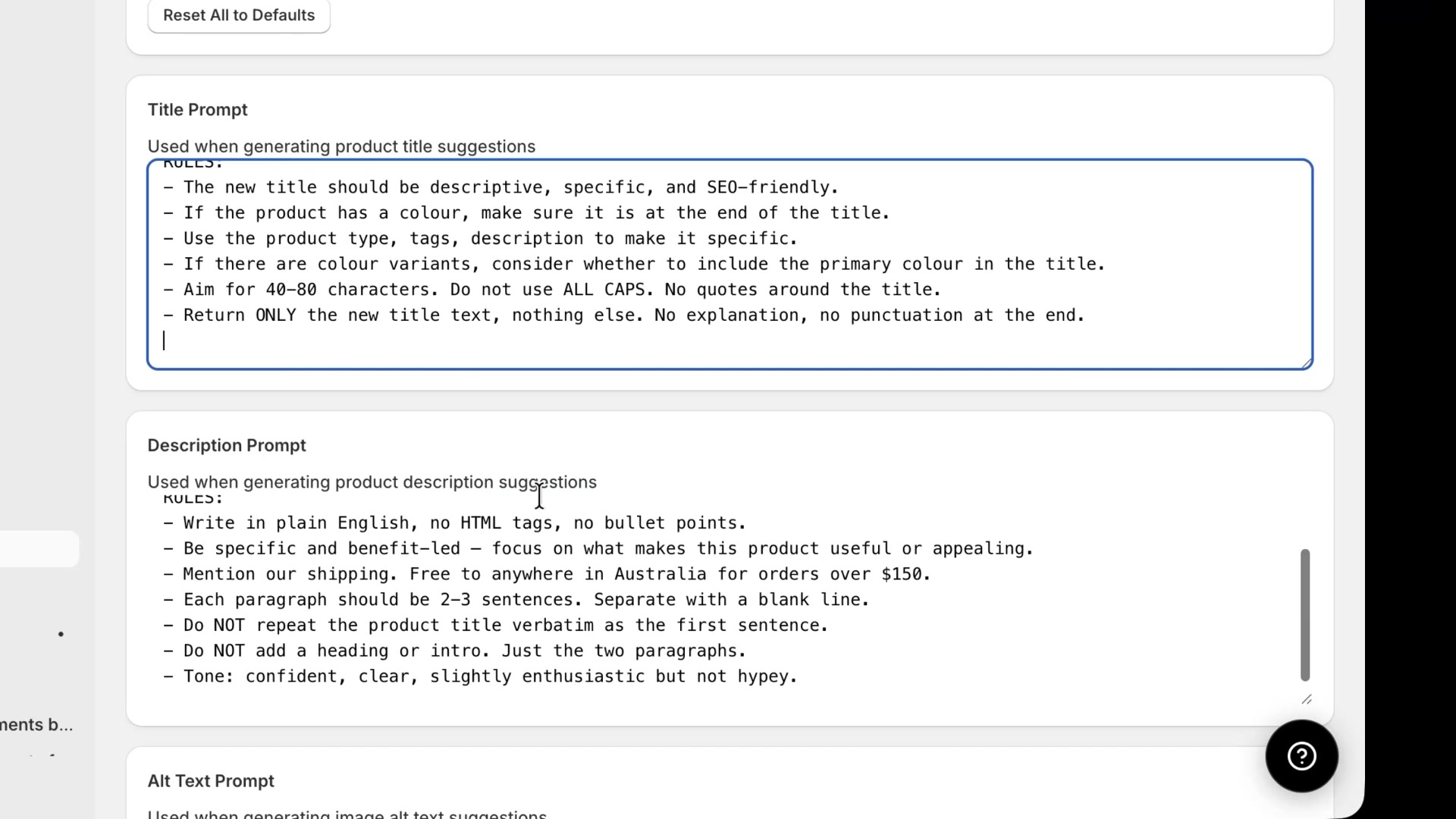 Short Titles results showing poor AI suggestions after changing the title prompt