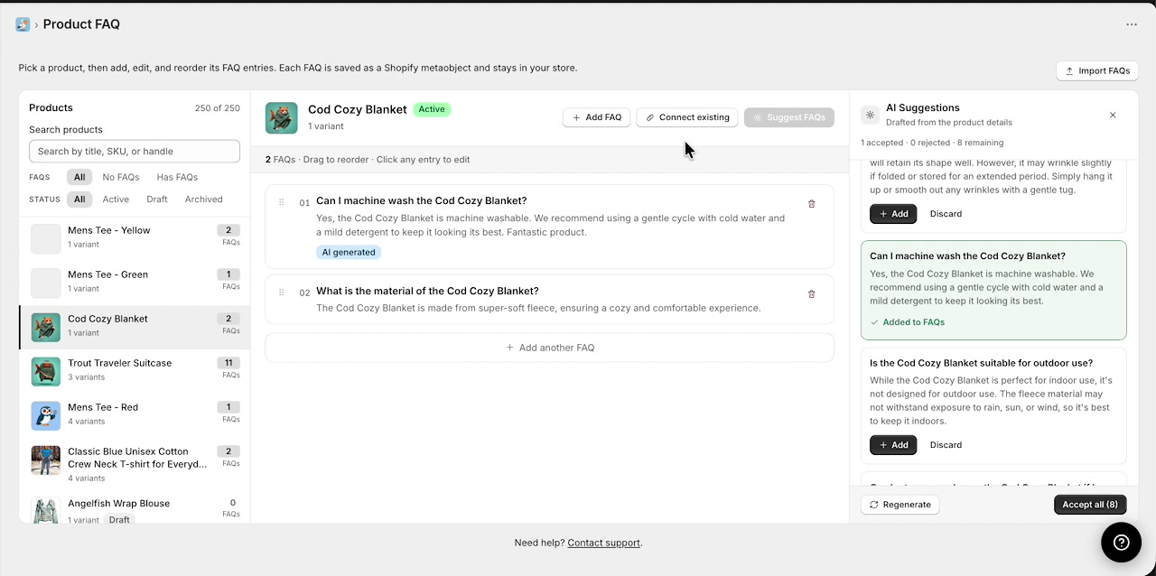 FAQ list updated after adding one AI-generated FAQ