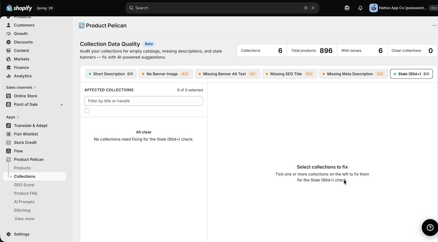 Missing SEO Title and Meta Description audit with generated SEO fields ready to apply