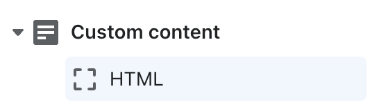 Custom content section (htlm) on Shopify theme editor.
