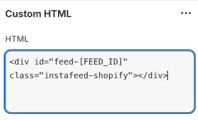 Screenshot of a Custom HTML section with a snippet for a secondary feed.