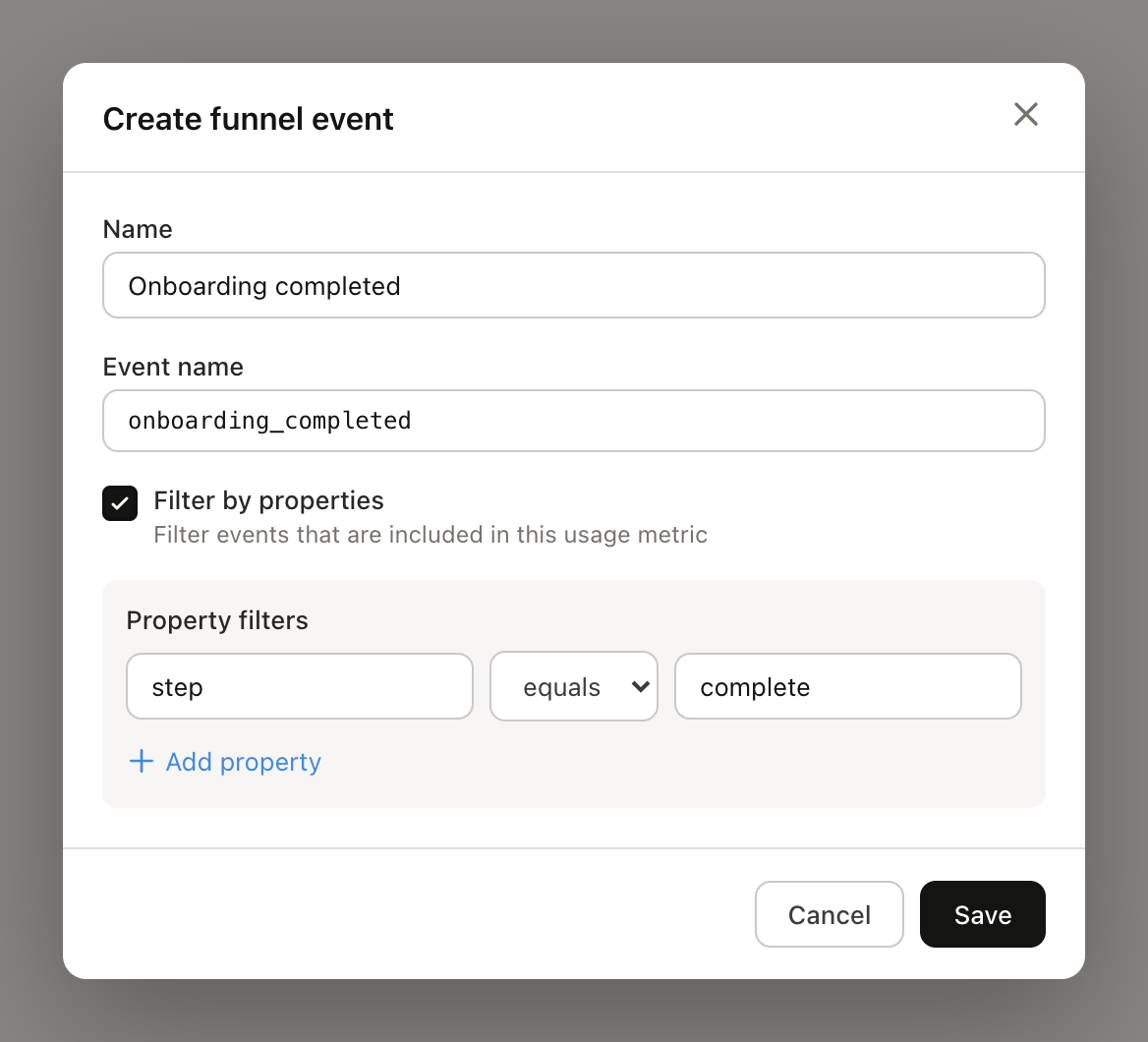 funnel event modal
