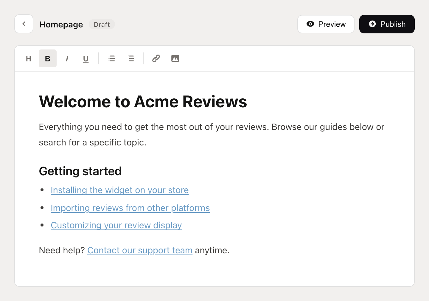 landing page custom editor