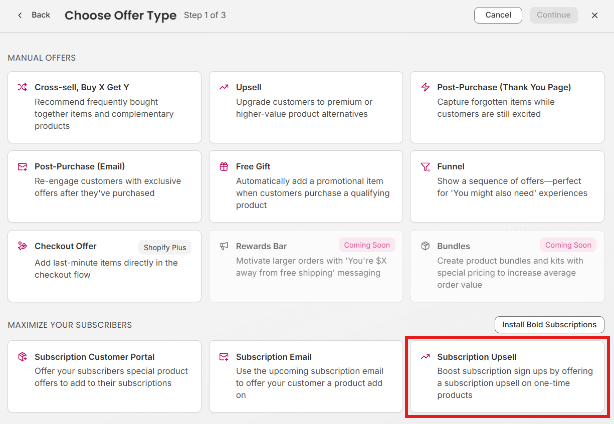 Subscription Upsell