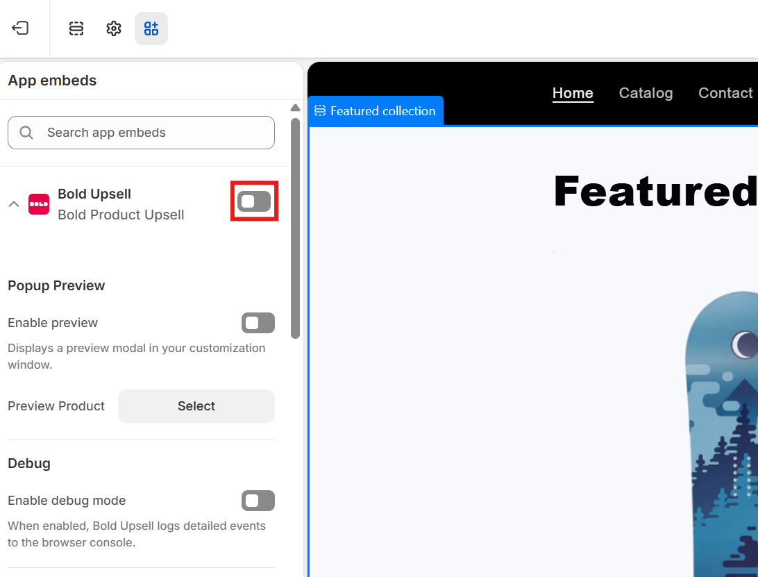 Bold Upsell App Embed Toggle