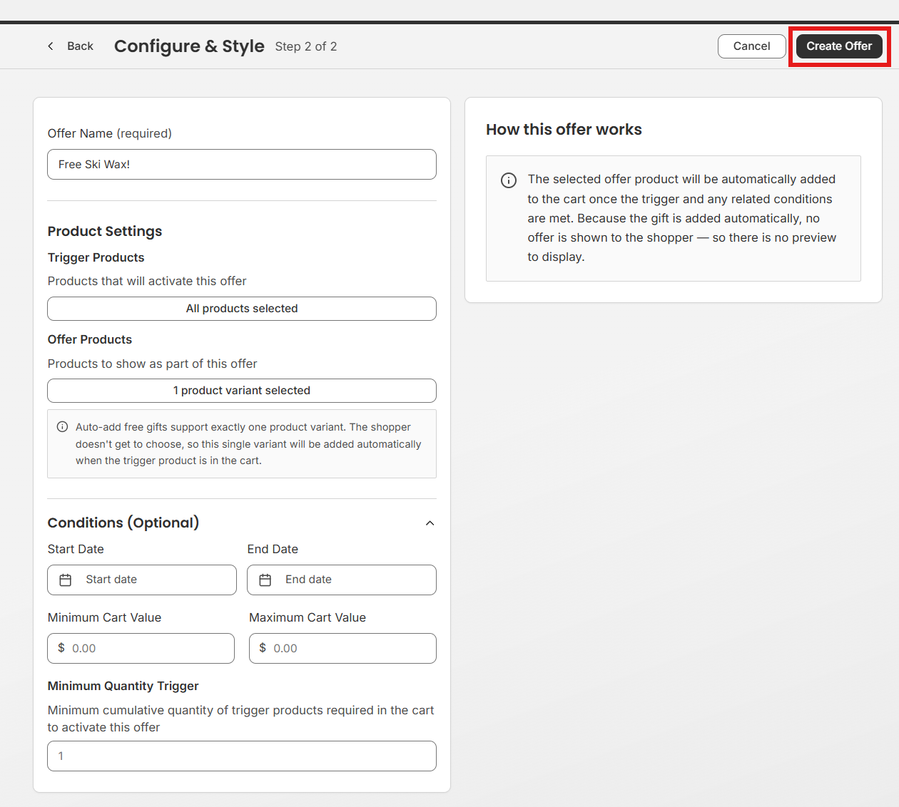 Free Offer Example
