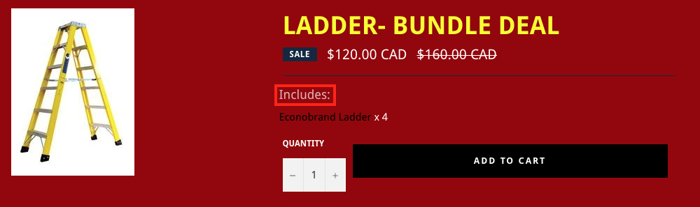 Includes Text Eample for Combo Product Screenshot