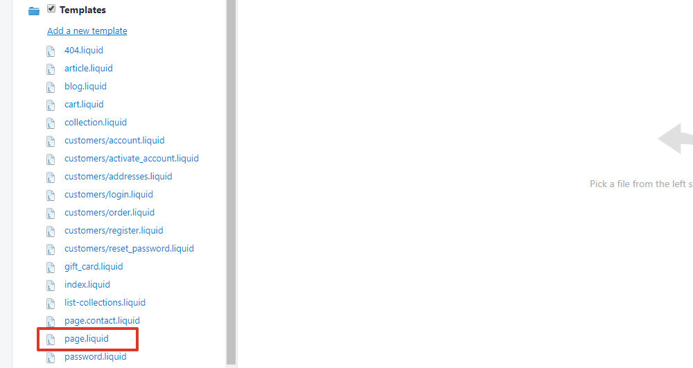 select page.liquid