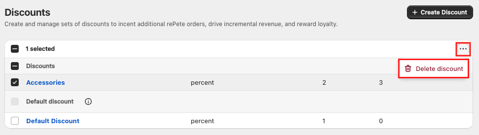 Delete discount