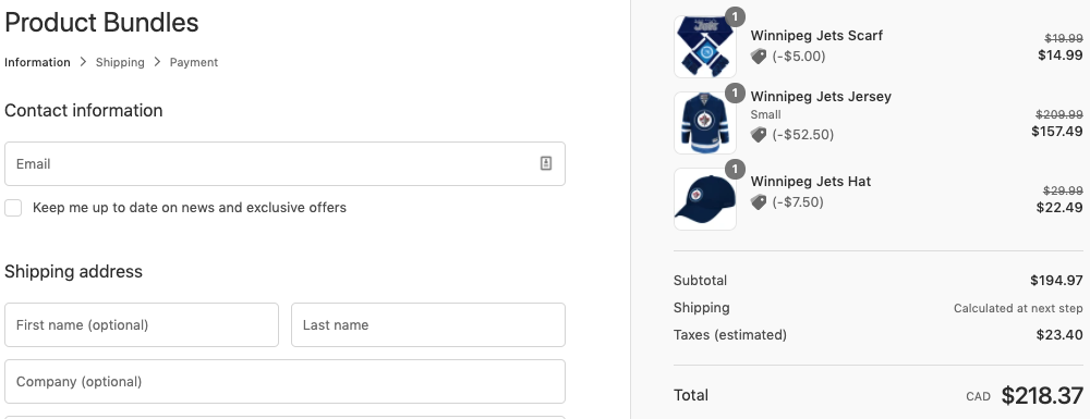 Bundle in Checkout Example