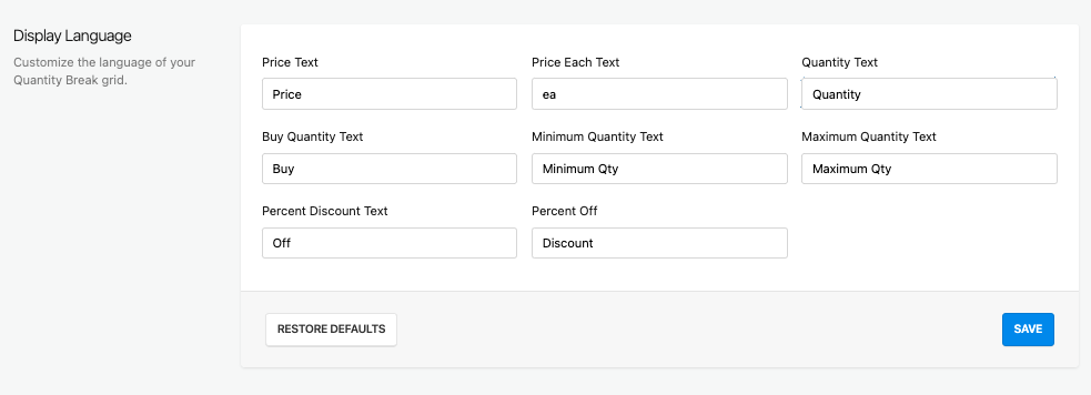 Display Language settings