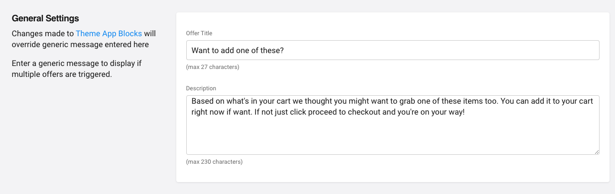Offer Title and Description for multiple offers