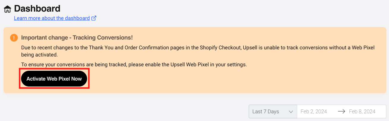 Click Activate Web Pixel Now