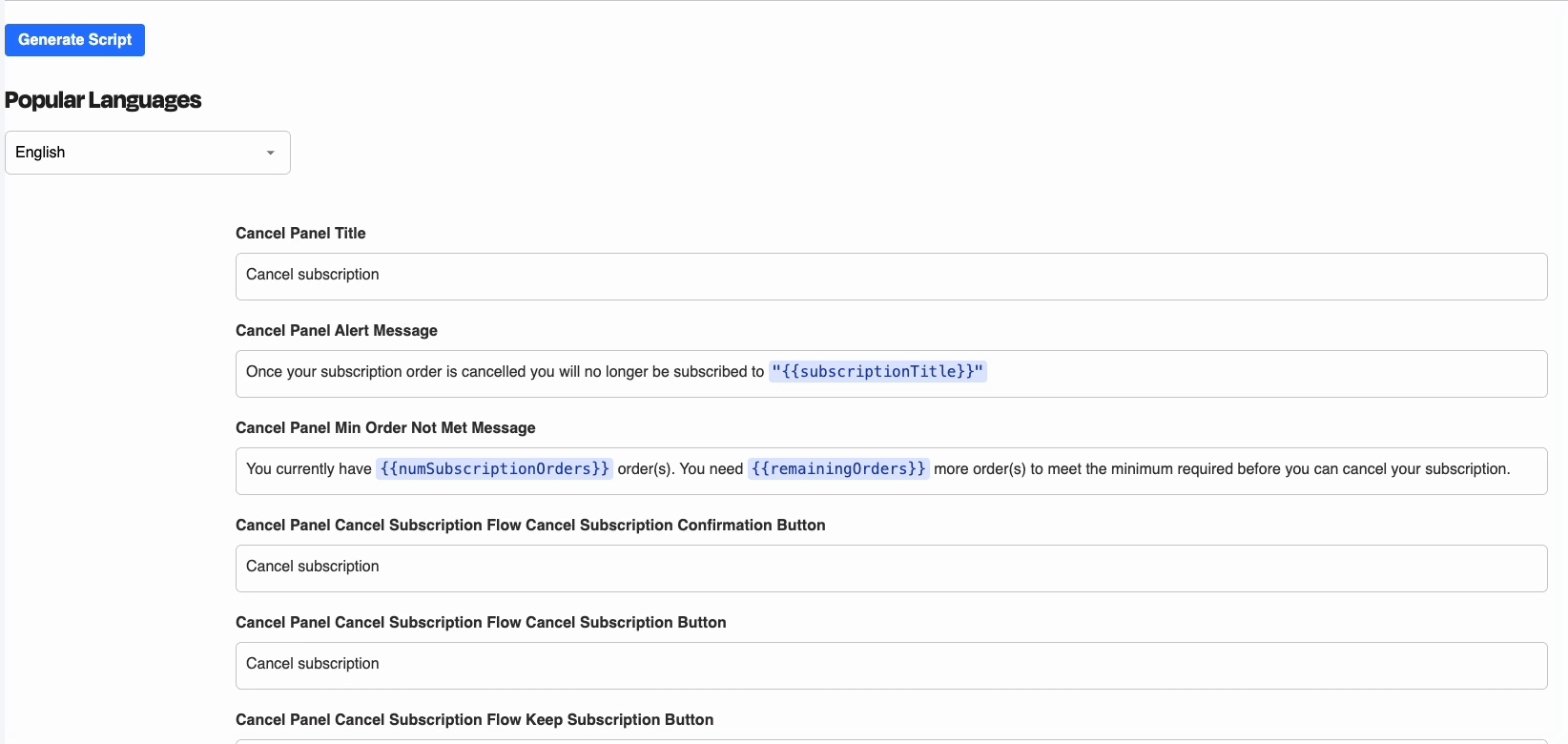 Language editor