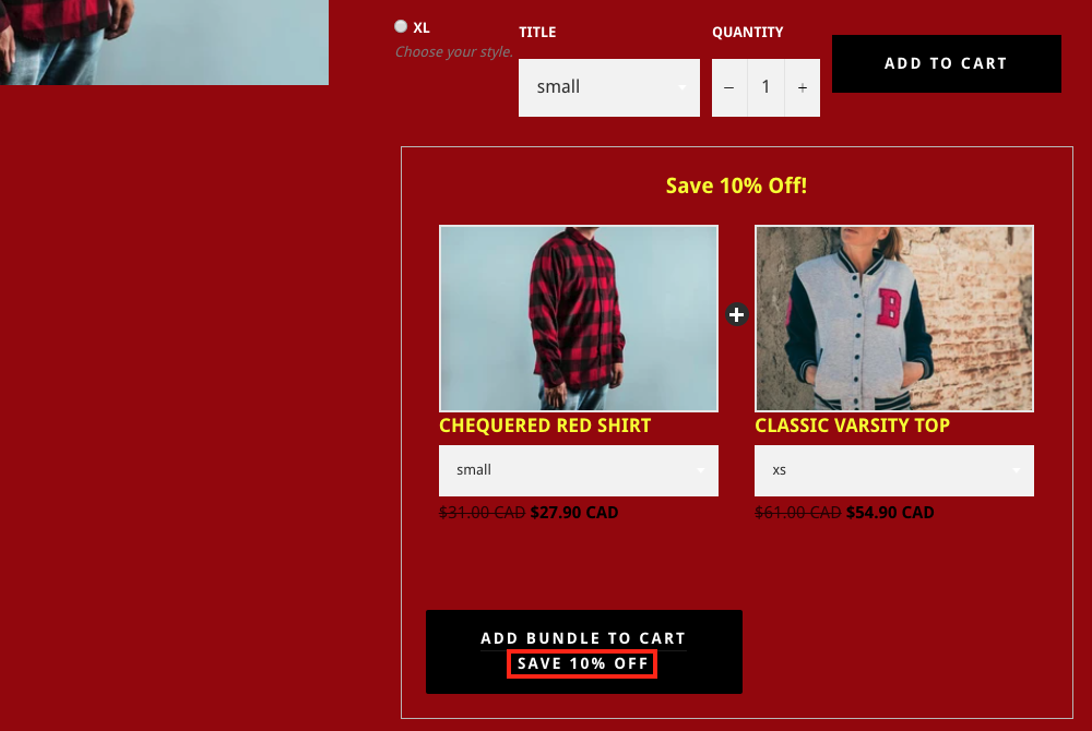 Percentage Saved Bundle Example