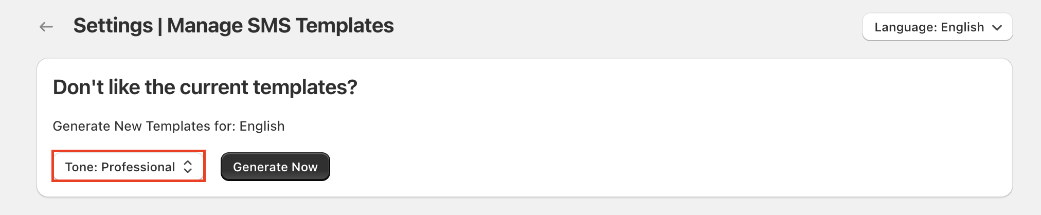 Tone dropdown menu
