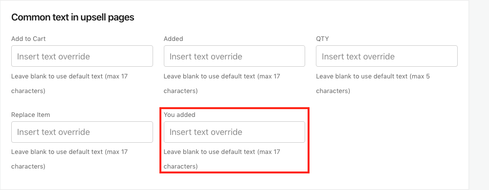 Common text in upsell pages - You added setting in Bold Upsell Screenshot